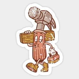 Hammer work retro cartoon Sticker